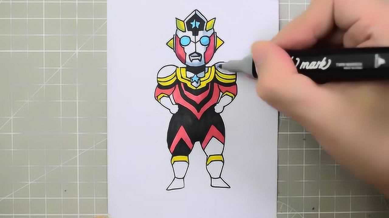 可爱呆萌的小胖子泰塔斯奥特曼简笔画