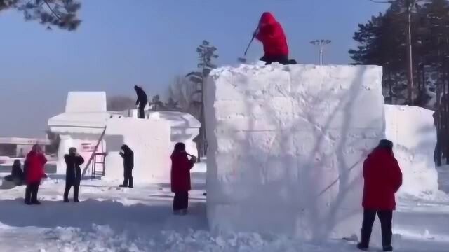 实拍!70名大学生齐聚太阳岛,全国大学生雪雕大赛开幕