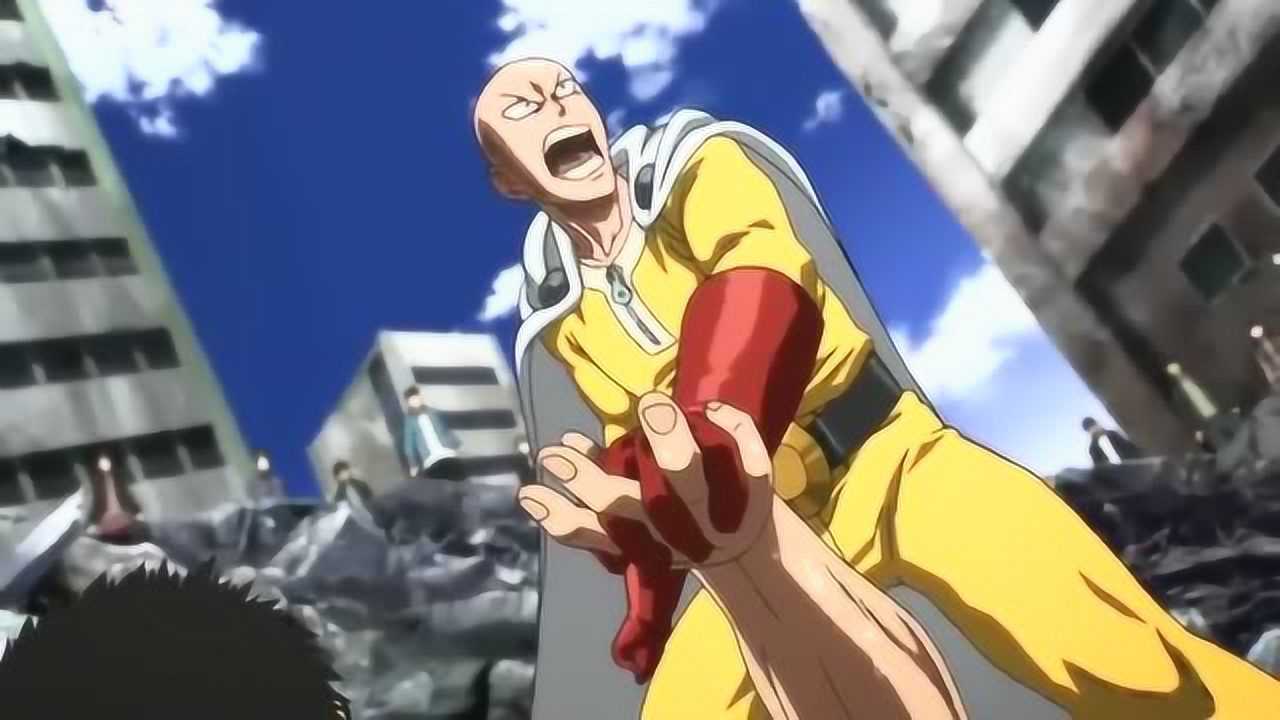 一拳超人肌肉男大言不惭要捏爆埼玉的秃头埼玉轻手一握对方直哭求饶