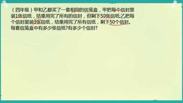 一个信封装1张纸则多20张纸如果装3张纸则多50个信封,求它们数量