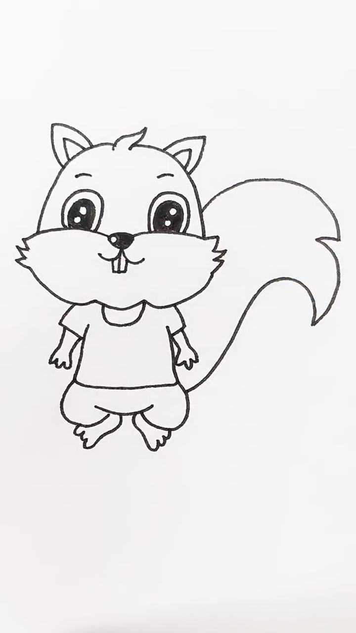 画卡通小松鼠动物简笔画绘画教程感谢上热门