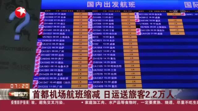 首都机场航班缩减 日运送旅客2.2万人