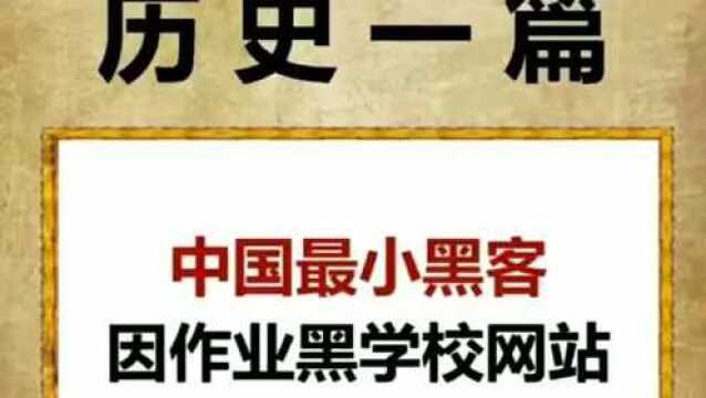 中国最小黑客,因作业黑学校网站,你羡慕他吗?