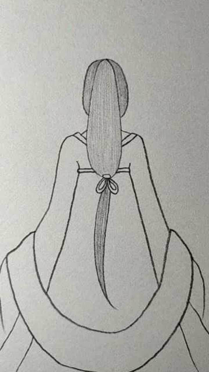 画一名古风女子的背影