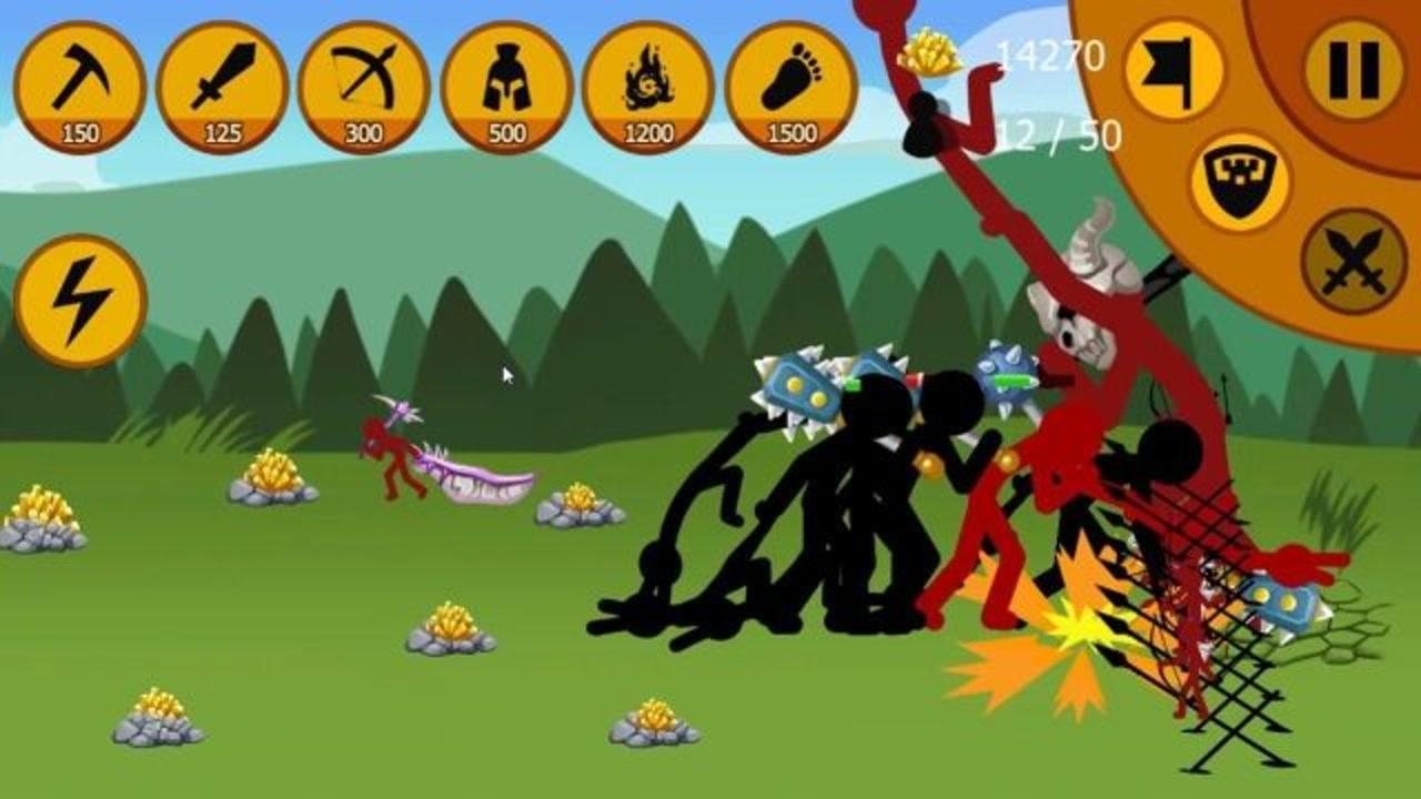 火柴人战争:4个巨人出马,敌人见势不妙搬来大boss银甲