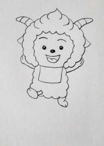 教孩子画快乐的一只羊,可以涂上喜欢的颜色.