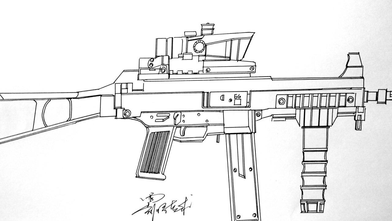 和平精英军备库枪械手绘全解析性能优异的ump45冲锋枪