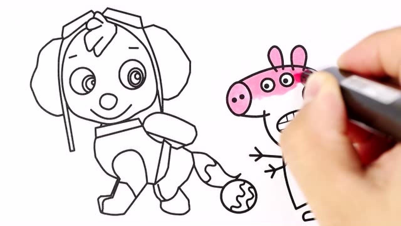 简笔画-小猪佩奇和汪汪队立大功天天一起做彩蛋_腾讯视频