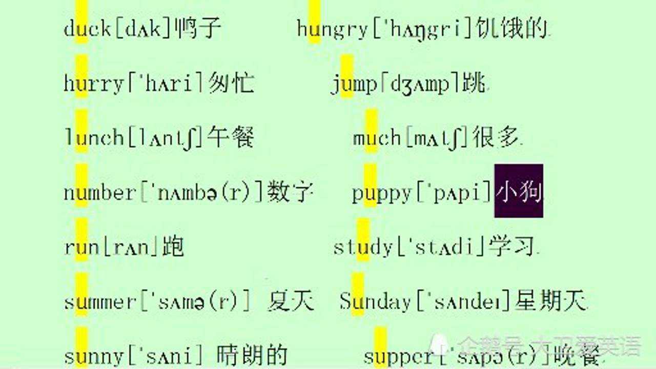 速记小学英语单词22个u发音05