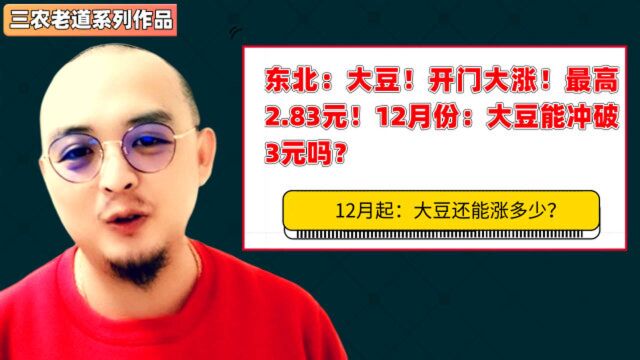 东北:大豆!开门大涨!最高2.83元!12月大豆还能涨多少?