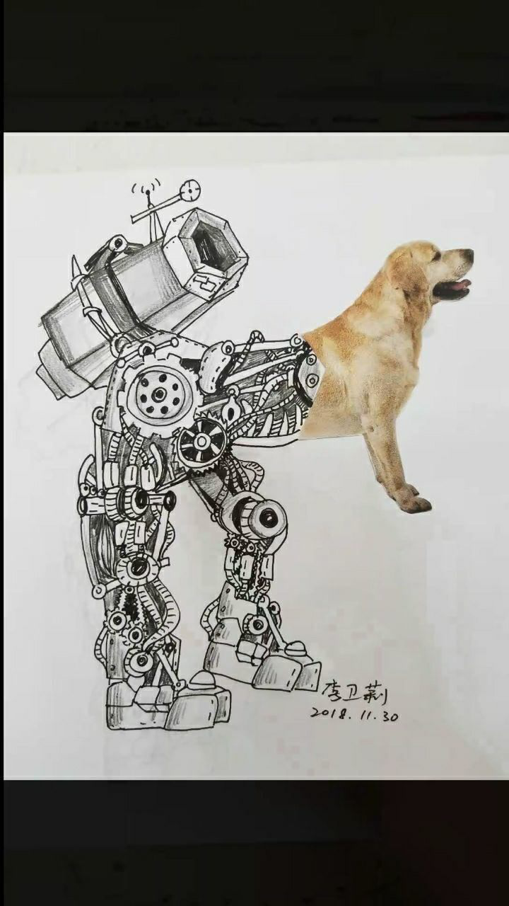创意线描机器狗