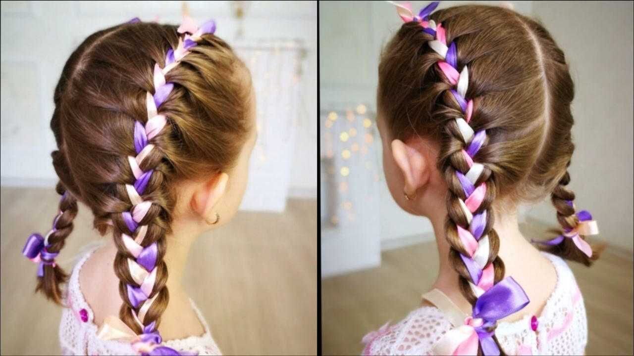 儿童编发:鲜艳的彩带小公主双马尾编发,可爱的女儿出门发型