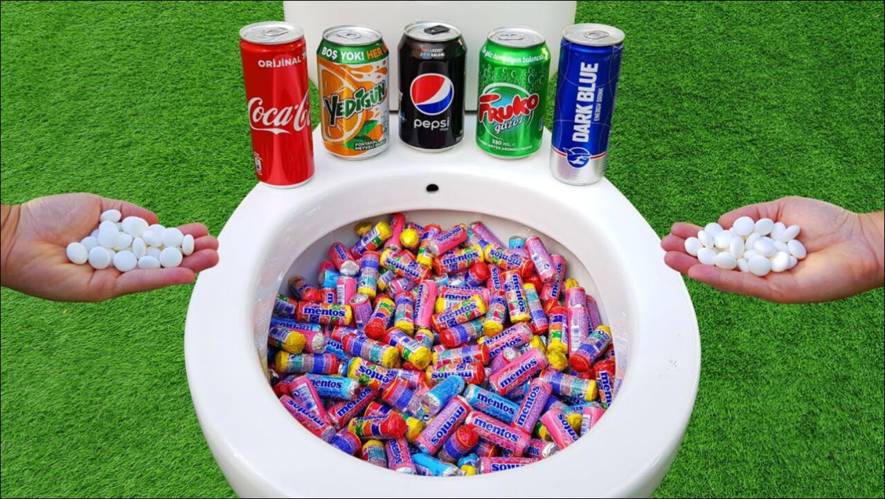 将碳酸饮料混合在一起再加入曼妥思会发生什么场面太刺激了