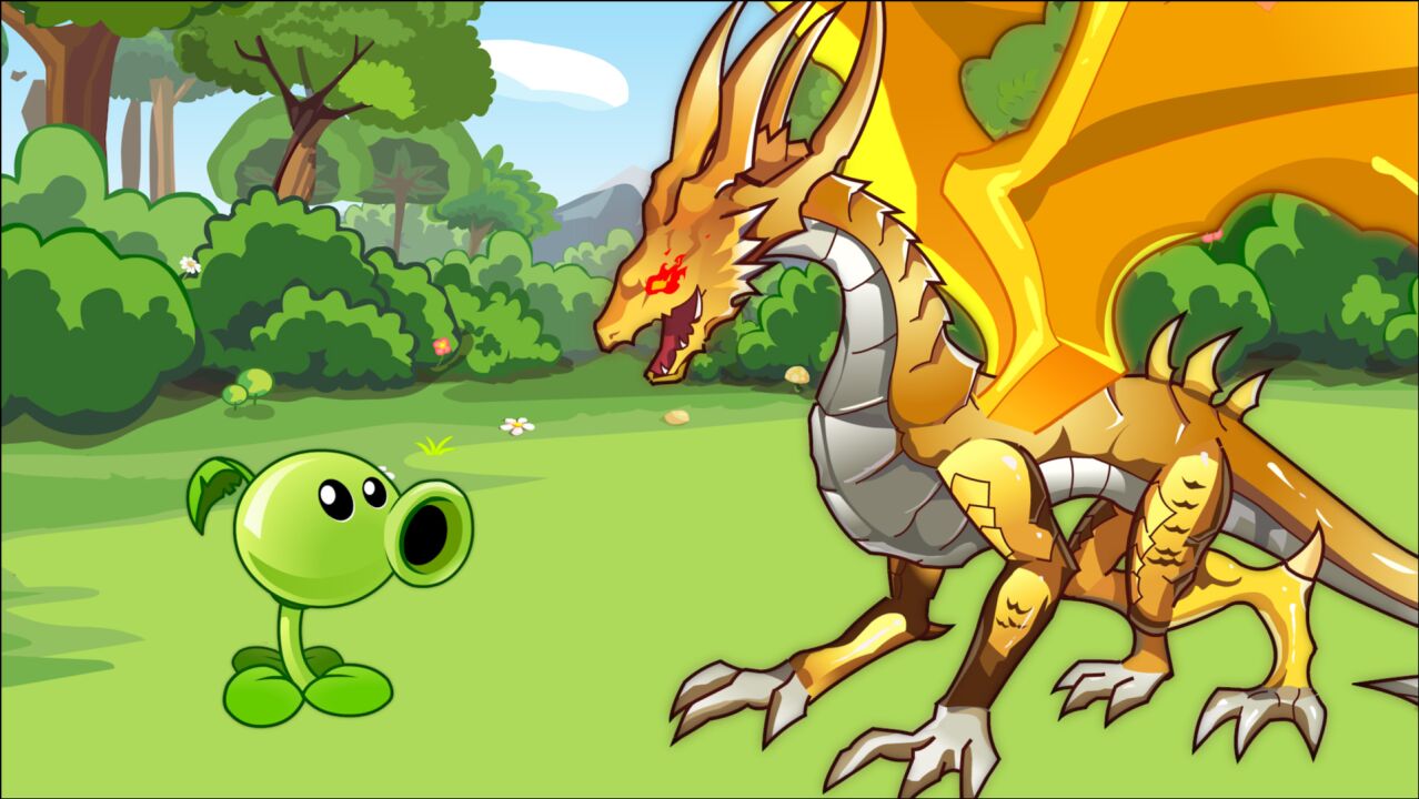 悟空射手被植物背叛,豌豆射手带黄金圣龙救场