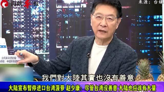 大陆今天起暂停购买台湾凤梨,赵少康:担心柳丁芒果也被禁