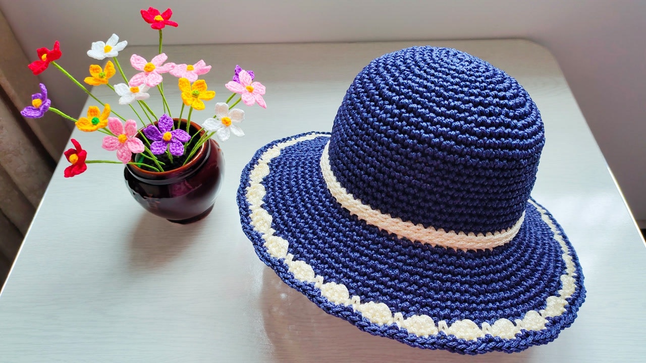 太阳帽的钩织,简单漂亮有气质,教程(2完)