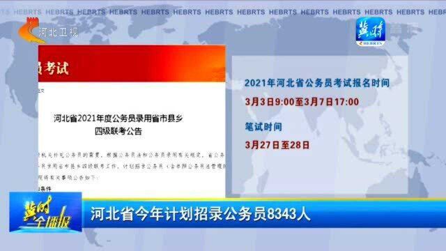 河北省今年计划招录公务员8343人,3月3日开始报名