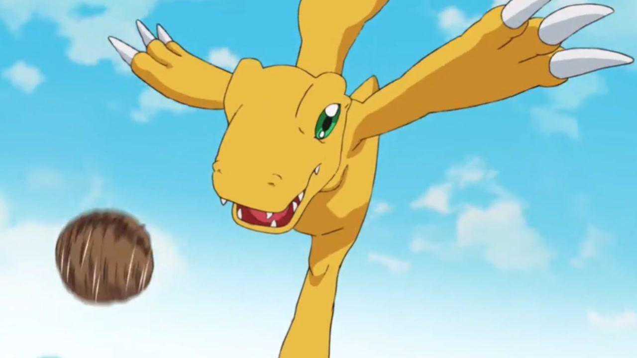 数码宝贝:憨憨的亚古兽,竟然会踢球._腾讯视频