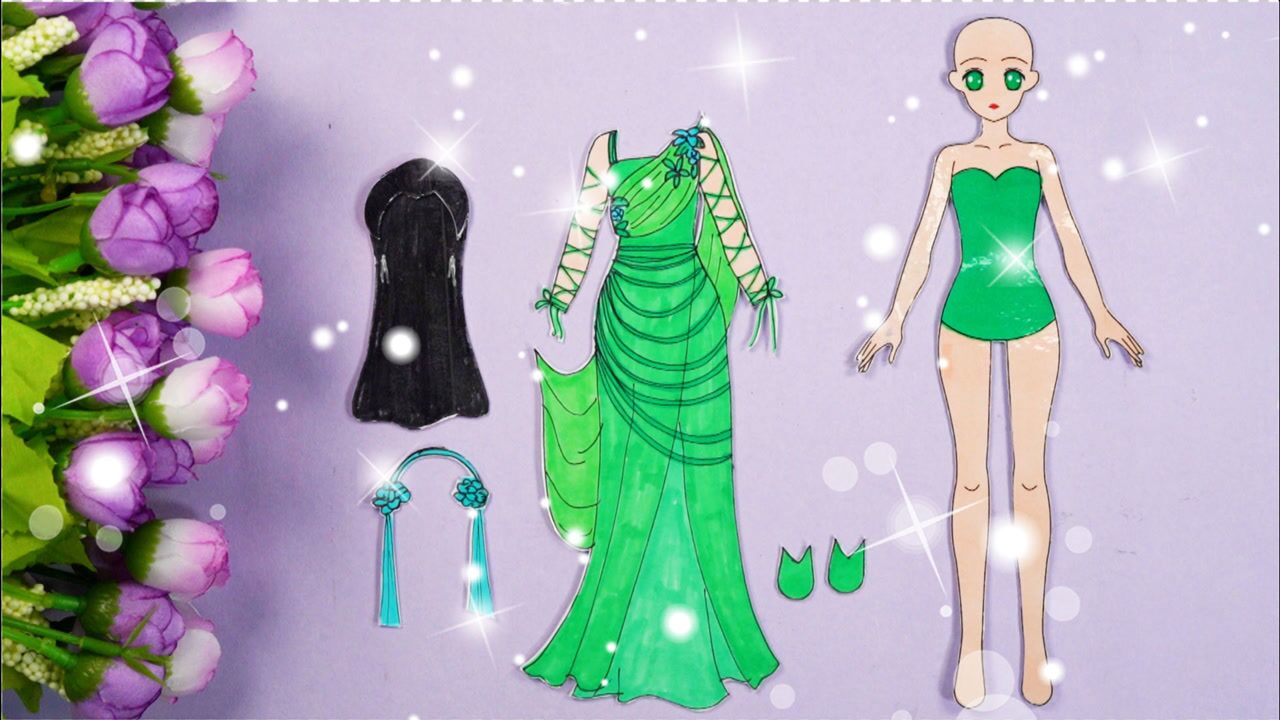 手工纸娃娃玩具:《欢天喜地七仙女》五公主青儿装扮