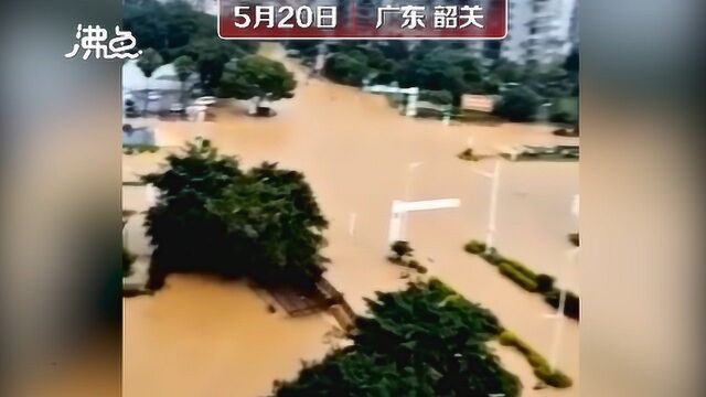 韶关暴雨致城区被淹学校停课 多趟列车晚点汽车仅露车窗