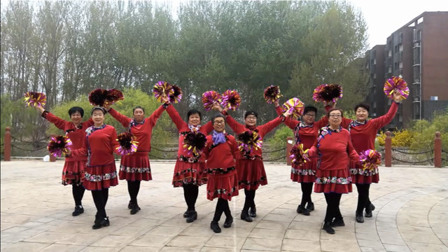 9人变队形火火的中国火火的时代大妈们认真跳舞的模样真美