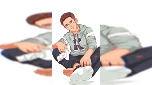 帅气白袜男生,袜子脱了谁帮洗一洗