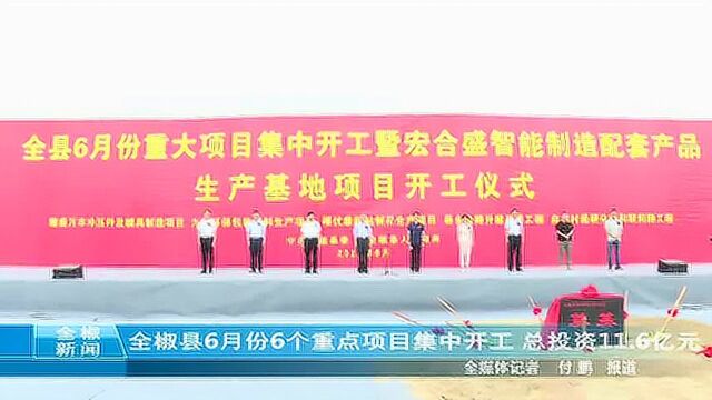 全椒县6月份6个重点项目集中开工 总投资11.6亿元