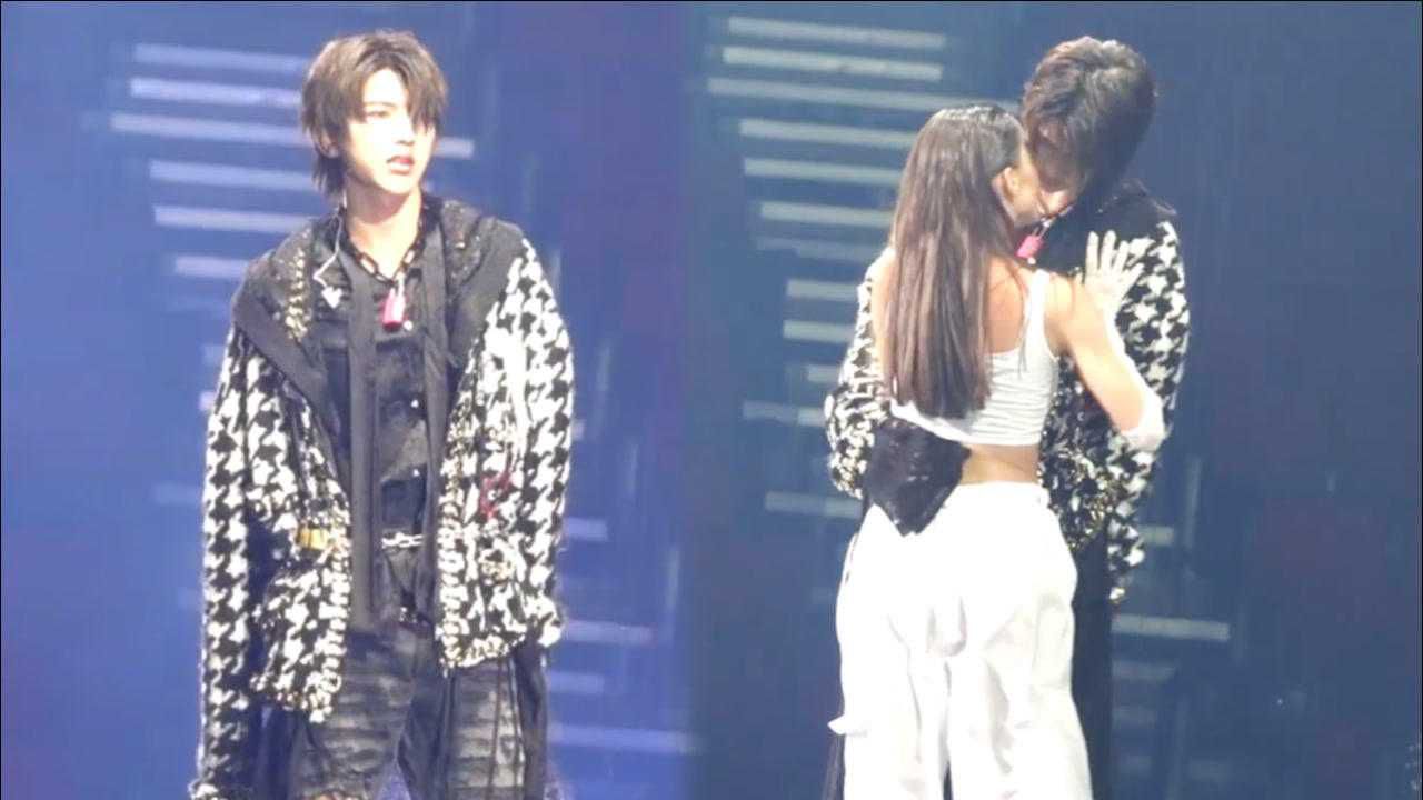 蔡徐坤演唱会与女舞者借位吻舞台效果拉满太撩人女友粉直呼看哭了