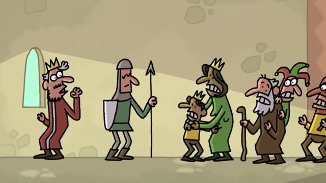 搞笑卡通动画大家都在保护城堡哪成想国王第一个逃走