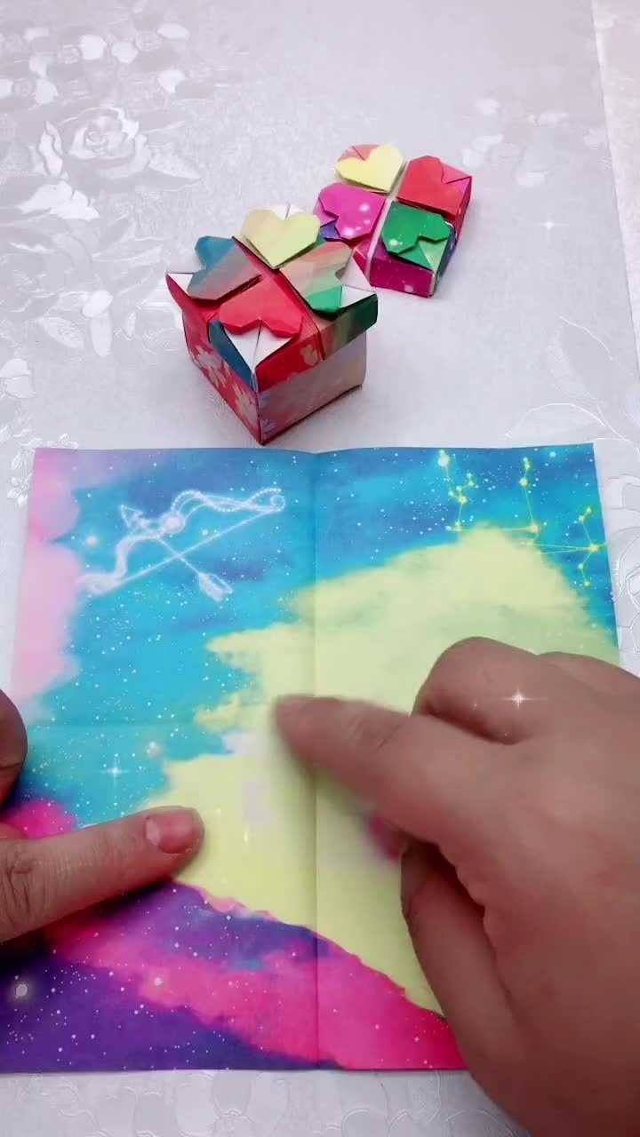 手工折纸制作方形盲盒,详细教程来啦,喜欢的朋友们赶快收藏吧!_腾讯视
