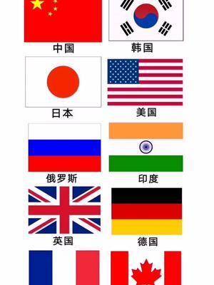 世界各国国旗韩国中国美国日本俄罗斯印度英国德国法国加拿大
