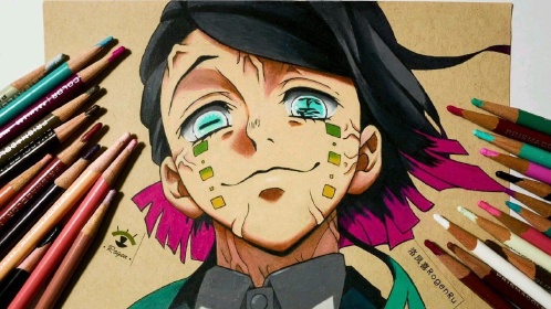 如何用油性彩铅手绘魇梦鬼灭之刃漫画头像漫画手绘绘画二次元同人看点