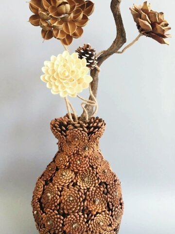 松果工艺品制作花瓶图片