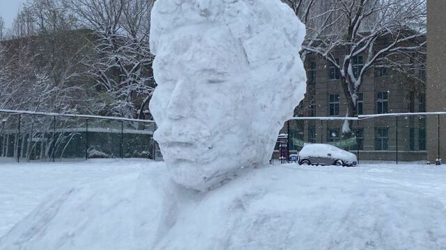 鲁美学生花3个小时创作鲁迅雪雕:纪念初雪,表达对鲁迅的推崇