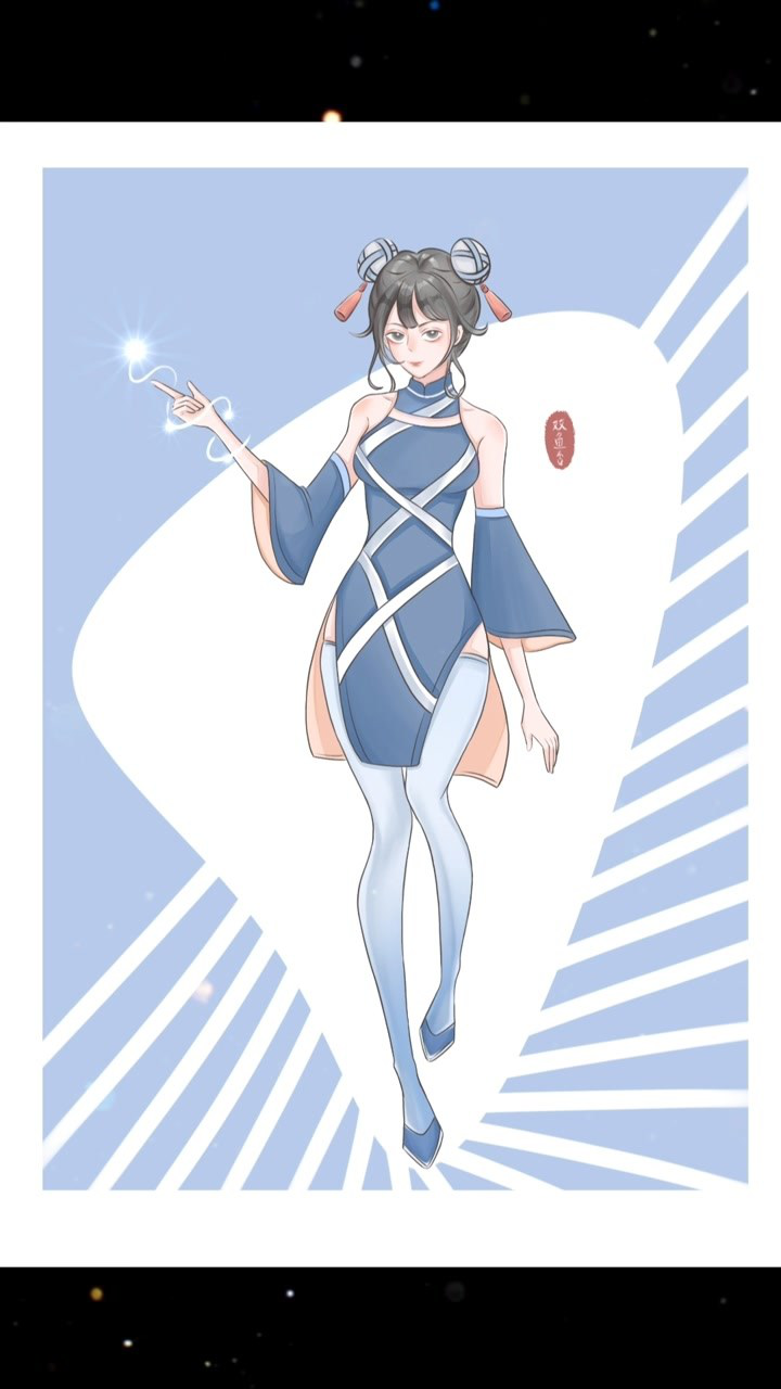 绘画全过程——画了一个蓝色系旗袍小姐姐_腾讯视频