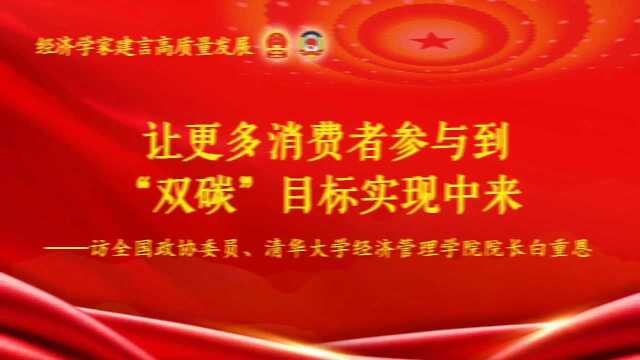 经济学家建言高质量发展丨白重恩:让更多消费者参与到“双碳”目标实现中来