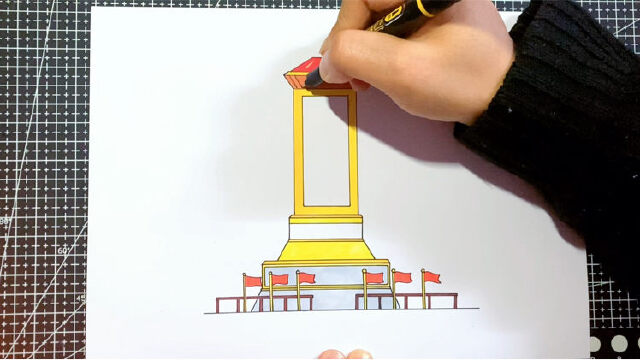 卡通简笔画烈士纪念碑画法第二款清明节主题画收藏备用在家学画画
