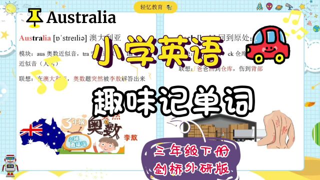 三年级下册英语外研版,澳大利亚英语谐音,Australia快速记单词