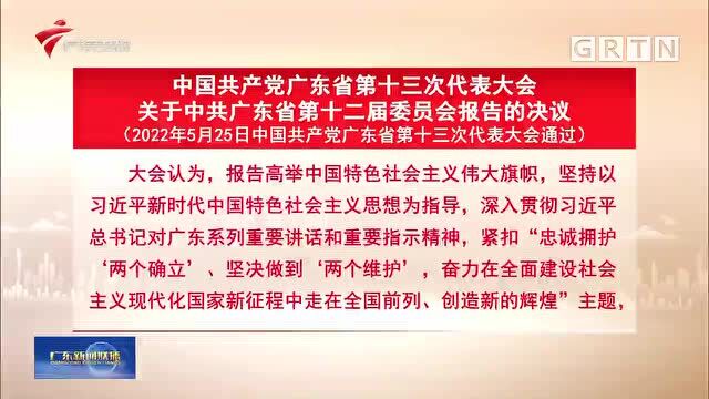 中国共产党广东省第十三次代表大会关于中共广东省第十二届委员会报告的决议