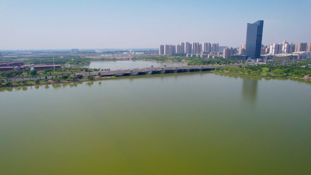 航拍开封西湖(晋安路段)夏日美景