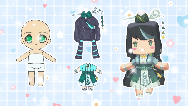 手工纸娃娃玩具:纸娃娃装扮,《迷你世界》青弦装扮