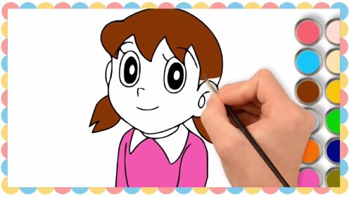 儿童艺术绘画系列:哆啦a梦的静香彩色画 儿童绘画_高清1080p在线观看