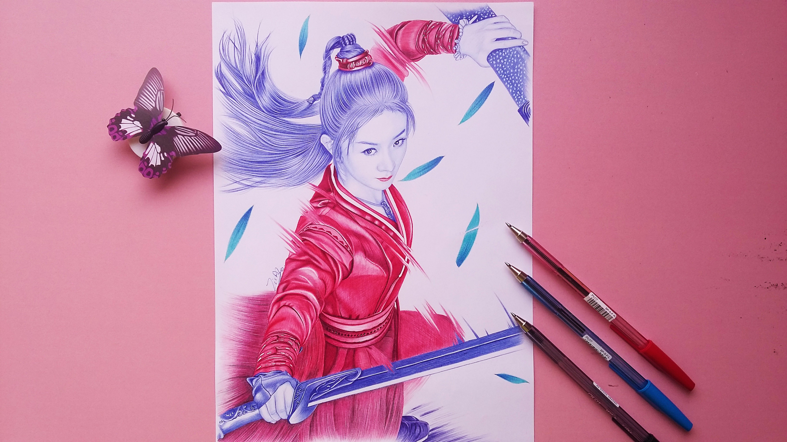 圆珠笔手绘《有翡》赵丽颖