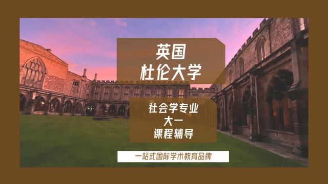 英国杜伦大学社会学大一课程辅导|dissertation|essay|presentation