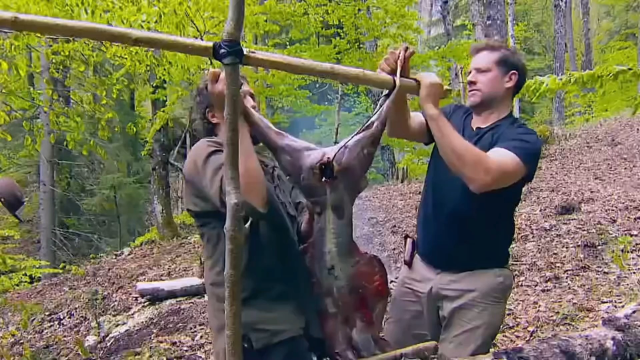 野外捕获野生羚羊,厨子和猎人荒野求生,吃上烤全羊!