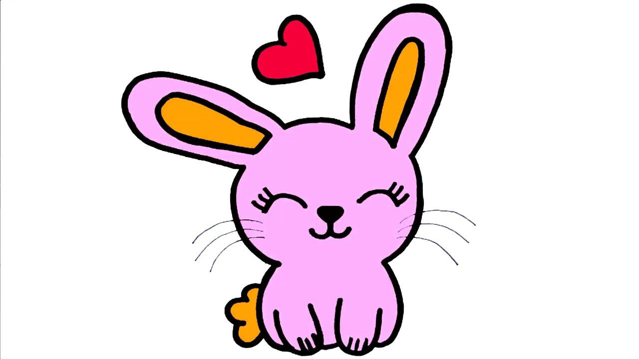教你画一只粉色小兔子一起来学画吧