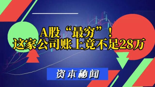 A股“最穷”!这家公司账上竟不足28万