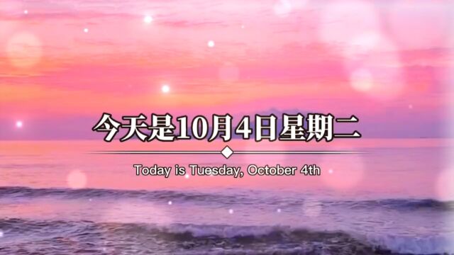 今天是10月4日星期二,也是重阳节,又叫重九节.