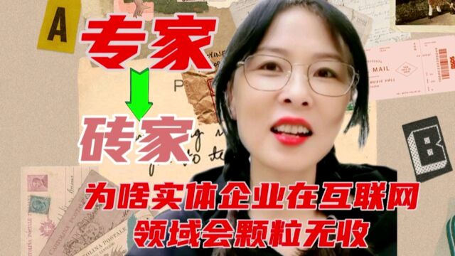 专家为什么成了砖家?为什么实体企业在互联网领域会颗粒无收?