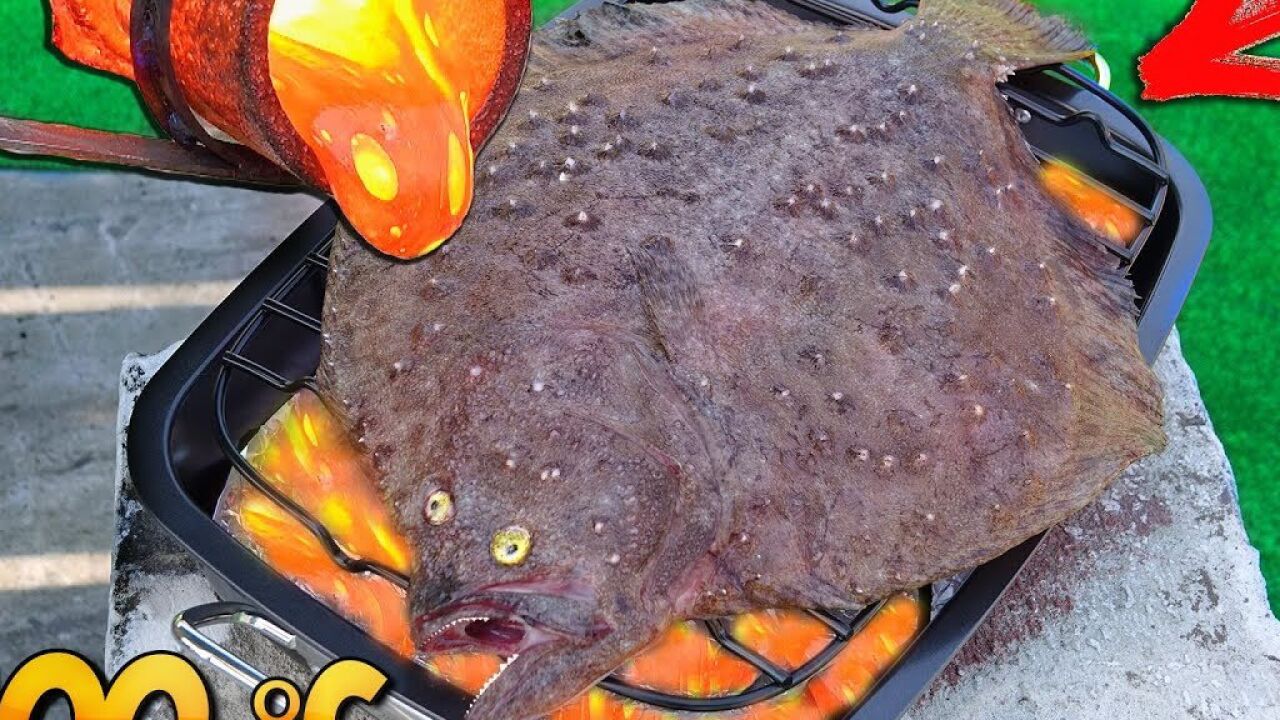 1500度岩浆倒在多宝鱼上会怎样?老外大胆实验,馋得口水直流!